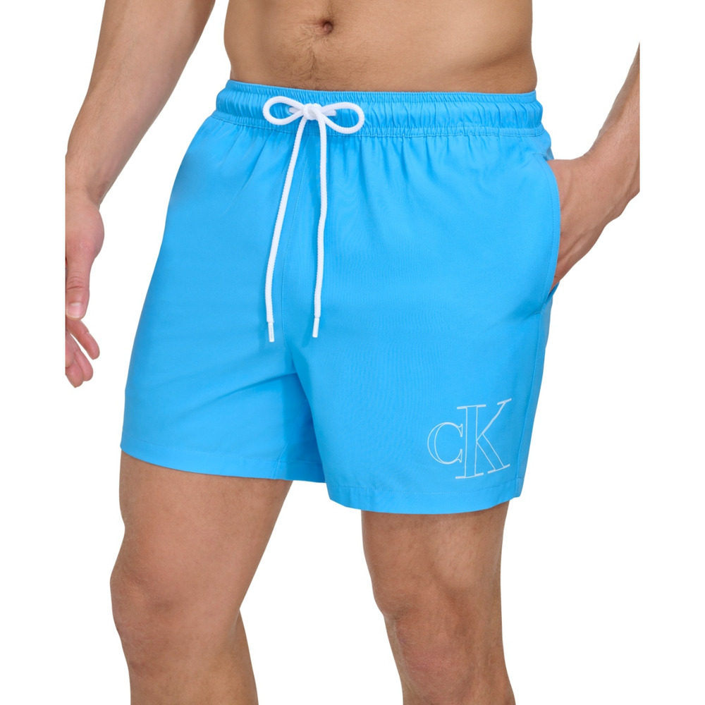 Calvin Klein Men Logo Modern Euro 5" Volley Swim Trunks Light Blue Size XXL